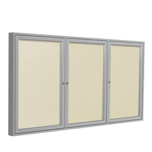 Ghent's Vinyl 36&quot x 72&quot 3 Door Enclosed Bulletin Board in Ivory
