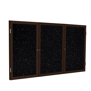 Ghent's Wood 48&quot x 72&quot 3 Door Enclosed Rubber Bulletin Board in Speckled Tan