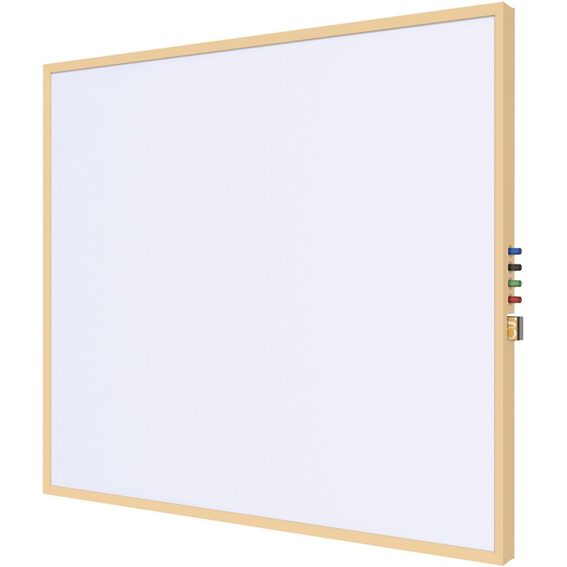 Ghent's Ceramic 4' x 8' Whiteboard with Maple Trim in White