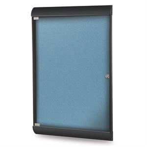 Ghent's Vinyl 42&quot x 28&quot 1 Door Bulletin Board with Black Frame in Ocean Blue