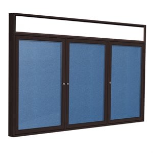 Ghent's Vinyl 48&quot x 96&quot 3 Door Enclosed Headliner Bulletin Board in Ocean Blue