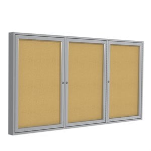 Ghent's Wood 48&quot x 96&quot 3 Door Enclosed Bulletin Board in Natural