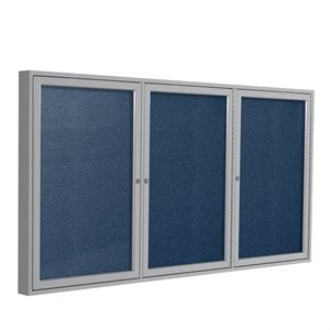 Ghent's Vinyl 48&quot x 96&quot 3 Door Enclosed Bulletin Board in Navy