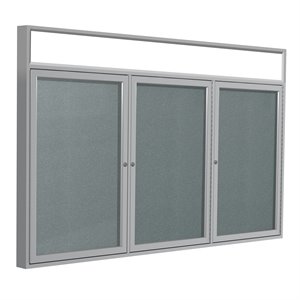 Ghent's Vinyl 48&quot x 96&quot 3 Door Enclosed Headliner Bulletin Board in Stone