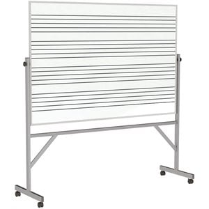 Ghent's Ceramic 4' x 6' Reversible Mag. Whiteboard (1 Music Staff) in White