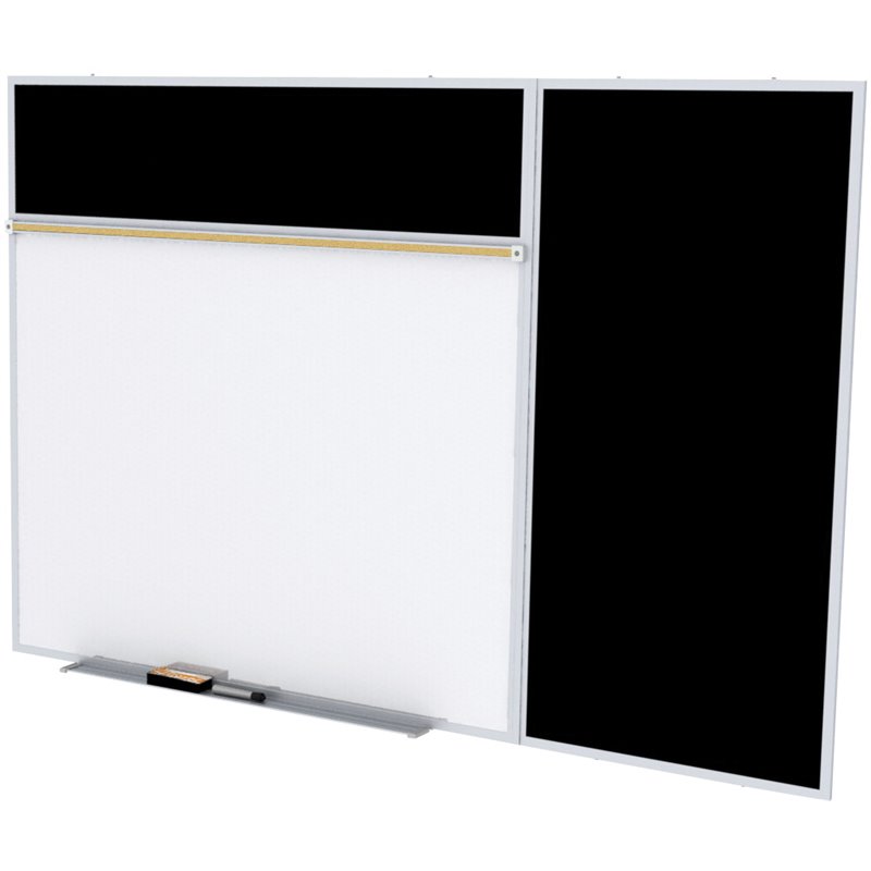 Ghent's Ceramic 4' x 12' Rubber Bulletin & Magnetic Whiteboard B-Set in Black