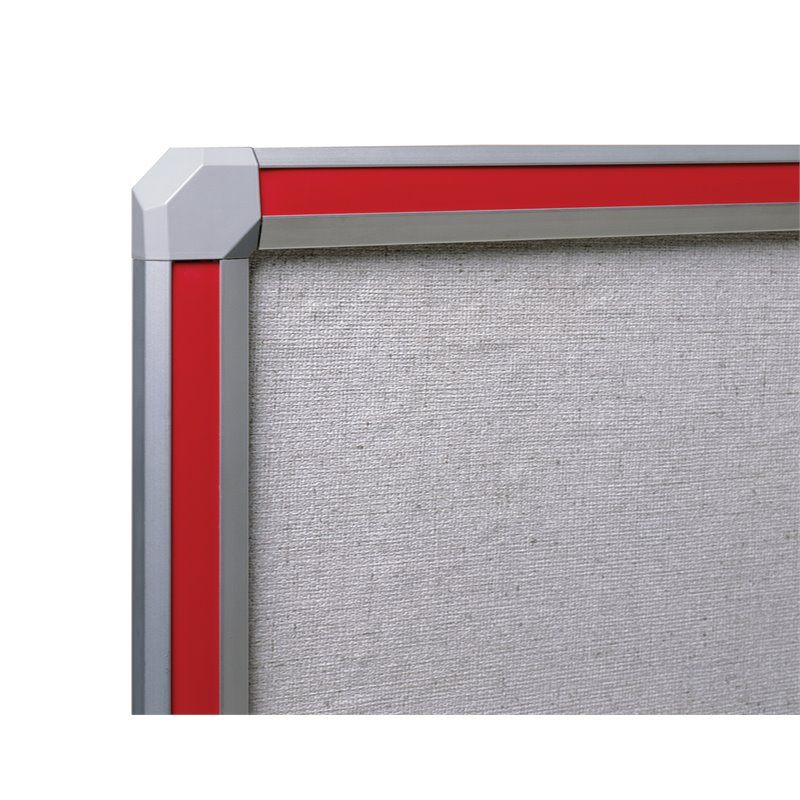 Ghent's Vinyl 4' x 12' Bulletin Board with Red Trim in Gray