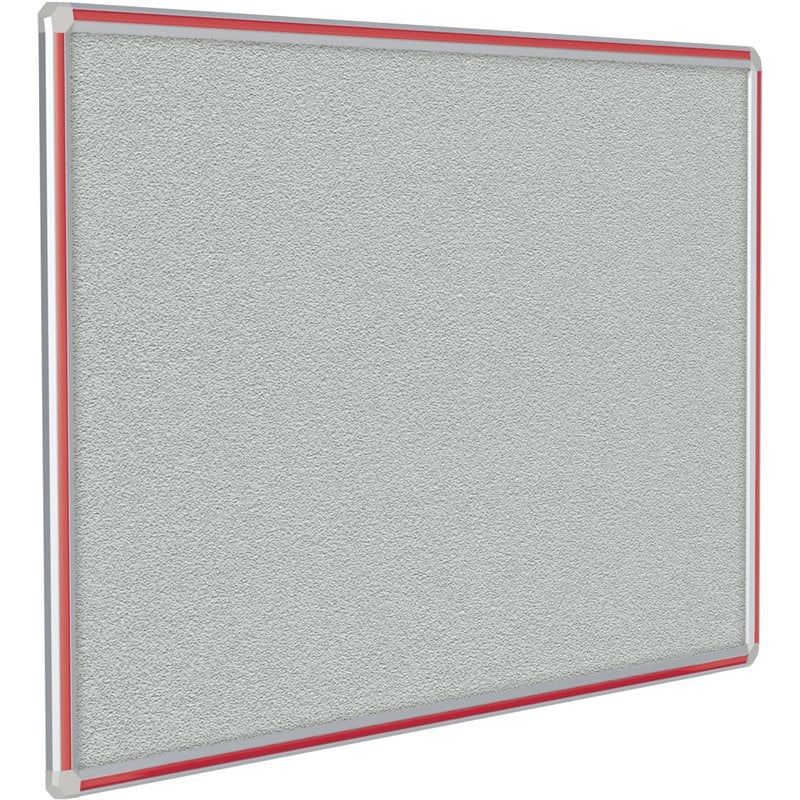 Ghent's Vinyl 4' x 12' Bulletin Board with Red Trim in Gray