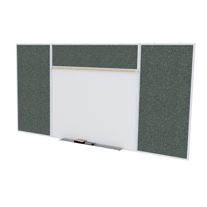 Ghent's Ceramic 4' x 16' Rubber Bulletin & Mag. Whiteboard Style E Set