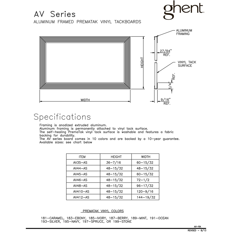 Ghent's Vinyl 4' x 6' Bulletin Board with Aluminum Frame in Stone