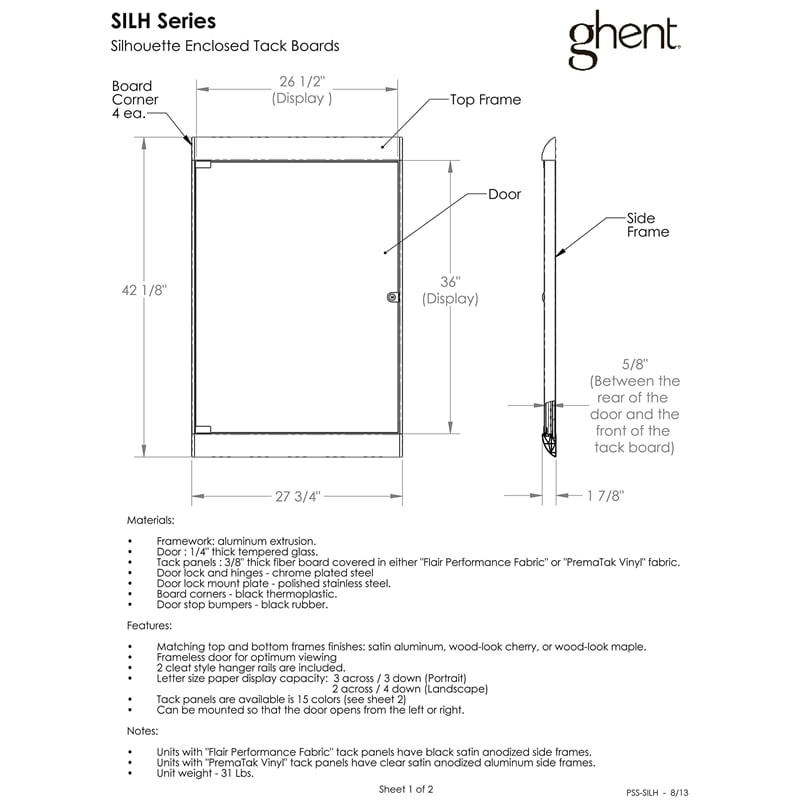 Ghent's Wood 4' x 6' Cork Bulletin & Mag. Whiteboard B-Set in Tan