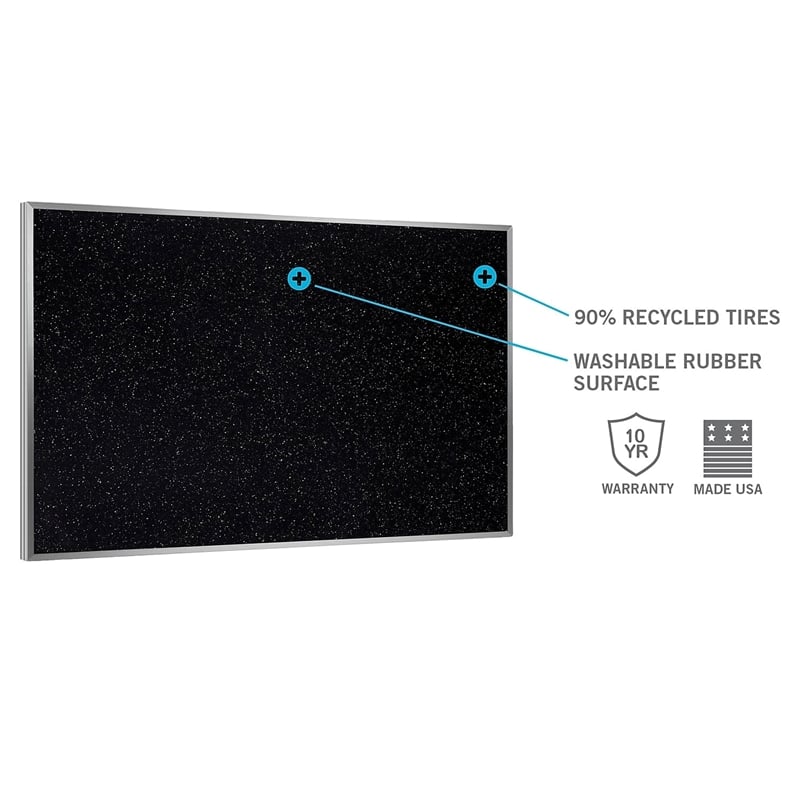 Ghent's 4' x 4' Rubber Bulletin Board with Aluminum Frame in Multi-Color