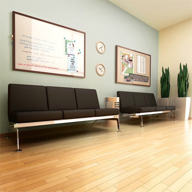 Ghent's Fabric 4' x 4' Bulletin Board with Espresso Trim in Beige