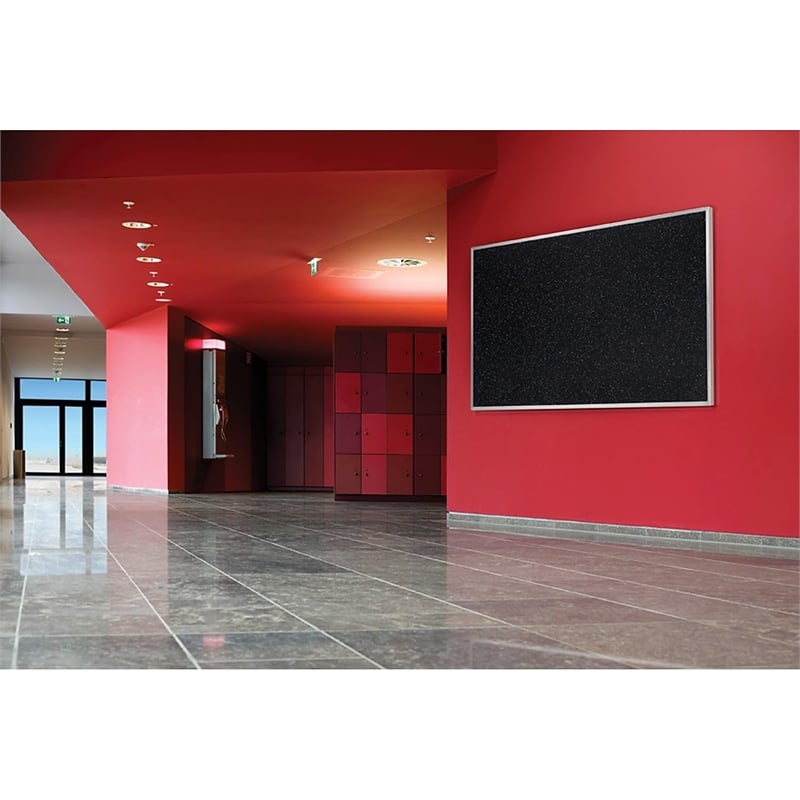 Ghent's 4' x 5' Rubber Bulletin Board with Aluminum Frame in Black