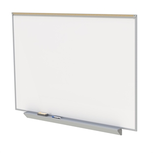 Ghent's Ceramic 4' x 8' Premium Mag. Whiteboard with 1&quot Maprail in White