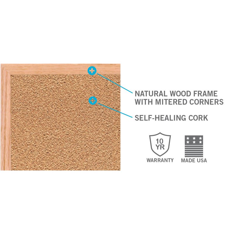 Ghent's Wood 4' x 8' Cork Bulletin Board in Natural