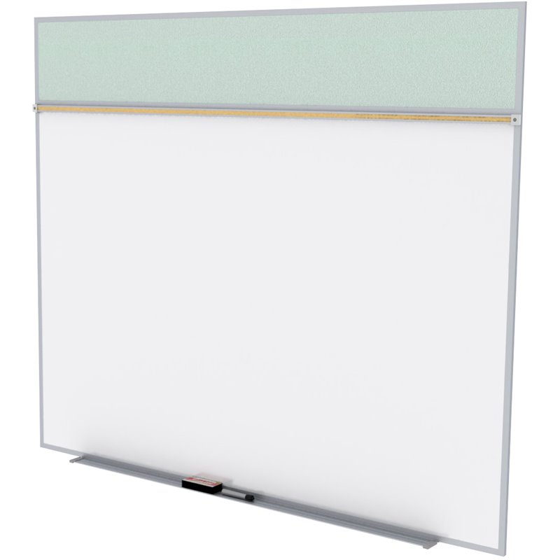 Ghent's Vinyl 5' x 10' Bulletin & Mag. Whiteboard A-Set in Silver