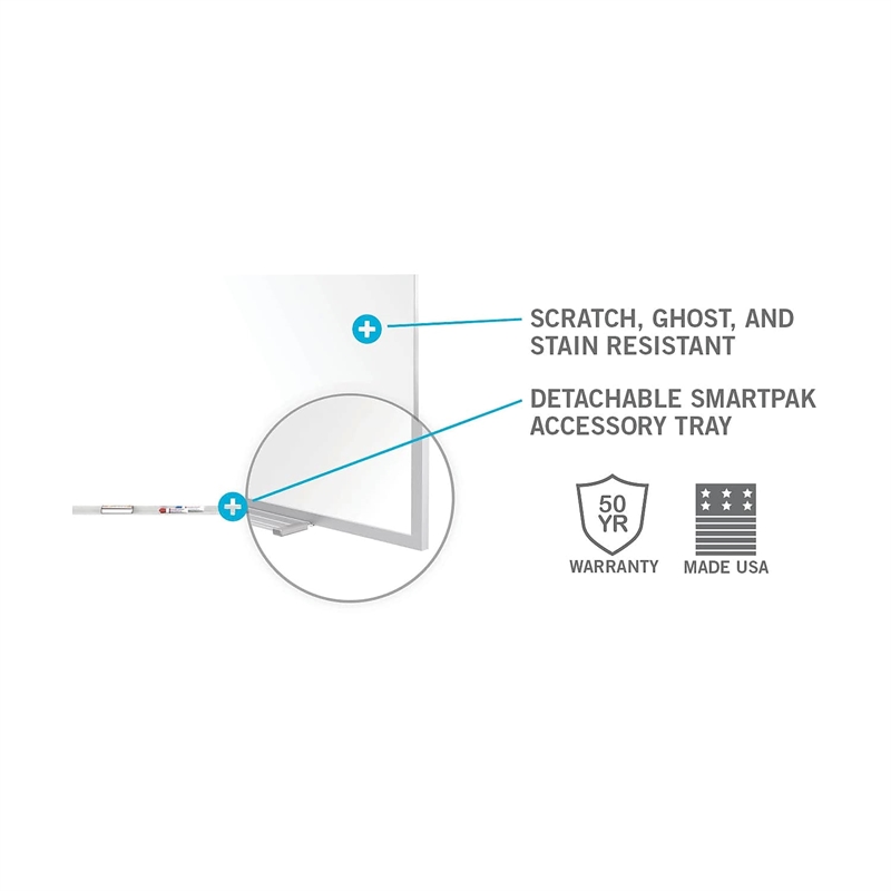 Ghent's Vinyl 5' x 12' Mag. Projection Whiteboard in Gray