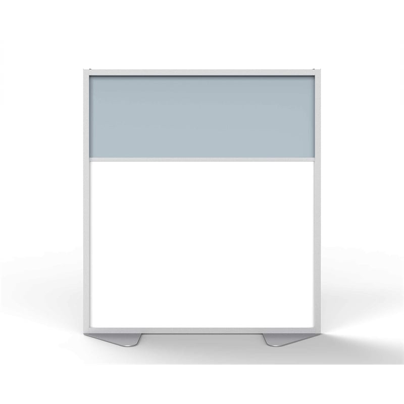 Ghent's Vinyl Floor Partition with 2 Split Panel Infill in Silver