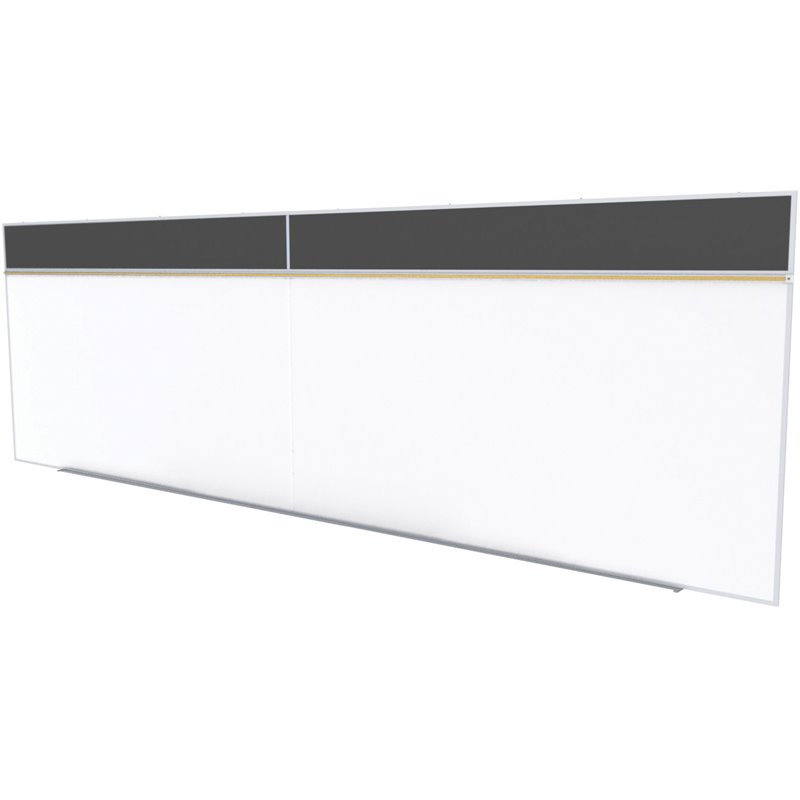 Ghent's Ceramic 5' x 16' Rubber Bulletin & Magnetic Whiteboard A-Set in Black