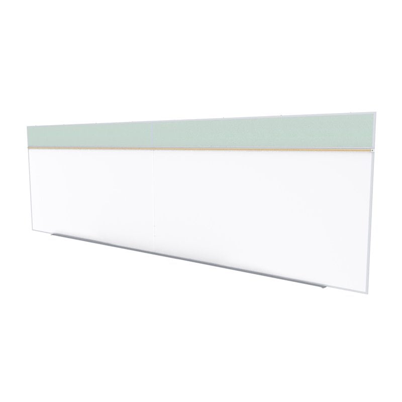 Ghent's Vinyl 5' x 16' Bulletin & Mag. Whiteboard A-Set in Silver
