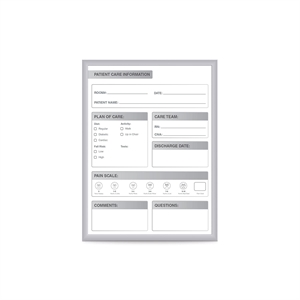 Ghent's Vinyl 18&quot x 24&quot Hospital Patient Room Mag. Whiteboard in Gray