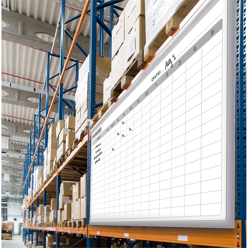Ghent's Vinyl 4' x 8' Manufacturing In/Out Mag. Whiteboard in Gray
