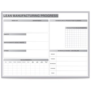 ghent's vinyl 4' x 6' manufacturing lean mag. whiteboard in gray