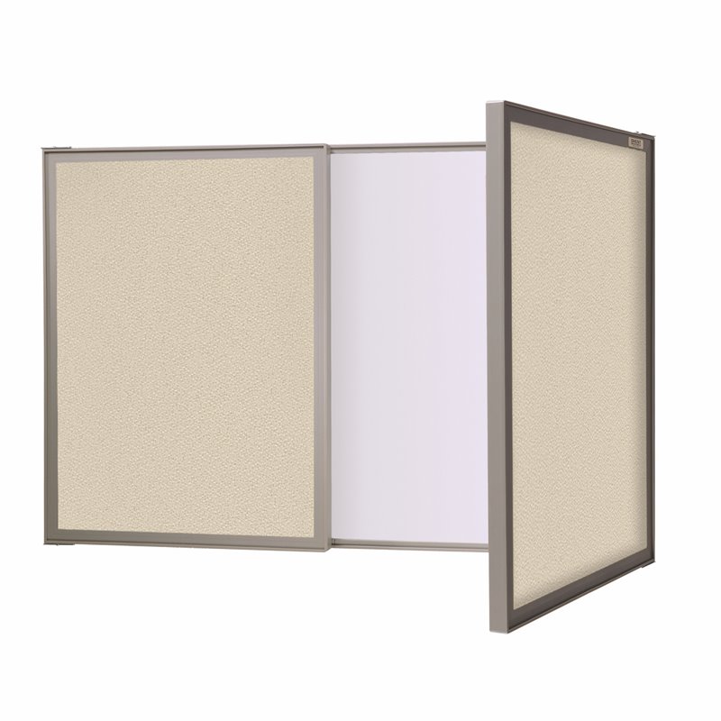 Ghent's Fabric VisuALL PC Multi Board Cabinet with Whiteboard in Beige