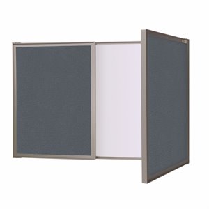 ghent's fabric visuall pc multi board cabinet with whiteboard in gray