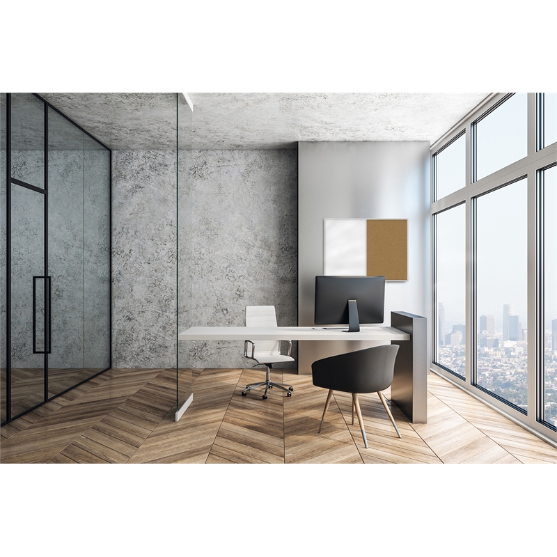 Ghent Aluminum White Framed Markerboard and Cork Combo Board 2 x 3ft