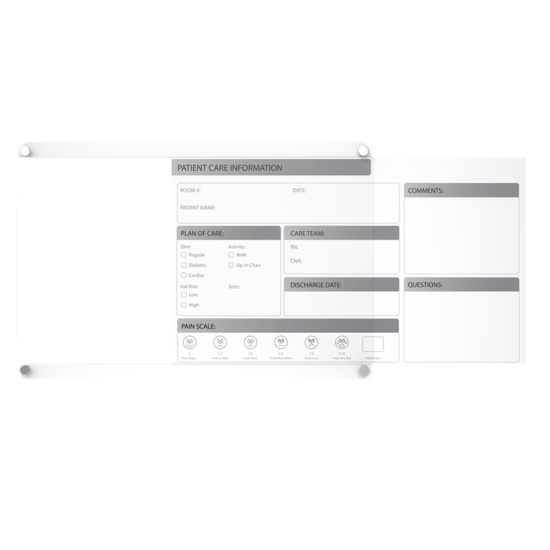 Ghent Graphics Slide Changeable Glass Dry Erase Board Non-Magnetic Horiz 18x24