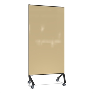 Ghent Pointe Non-Magnetic Mobile Glass Dry Erase Board Beige Black Frame 77x36
