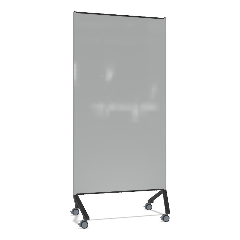 Ghent Pointe Non-Magnetic Mobile Glass Dry Erase Board Gray Black Frame 77x36