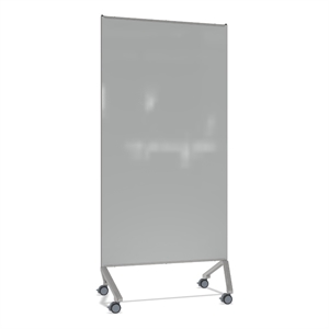 ghent pointe non-magnetic mobile glassboard gray silver frame 77x36