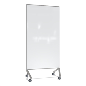 ghent pointe non-magnetic mobile glassboard white silver frame 77x36