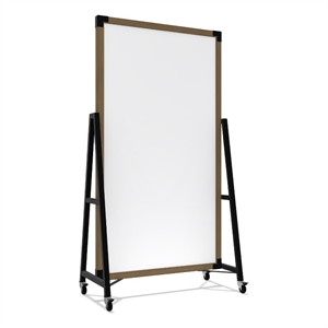 ghent prest mobile magnetic whiteboard driftwood oak frame 74 x 40in