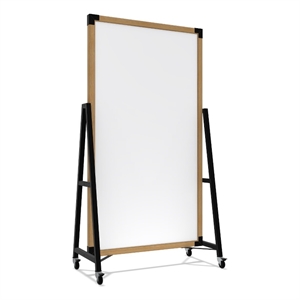 ghent prest mobile magnetic whiteboard natural oak frame 74 x 40in