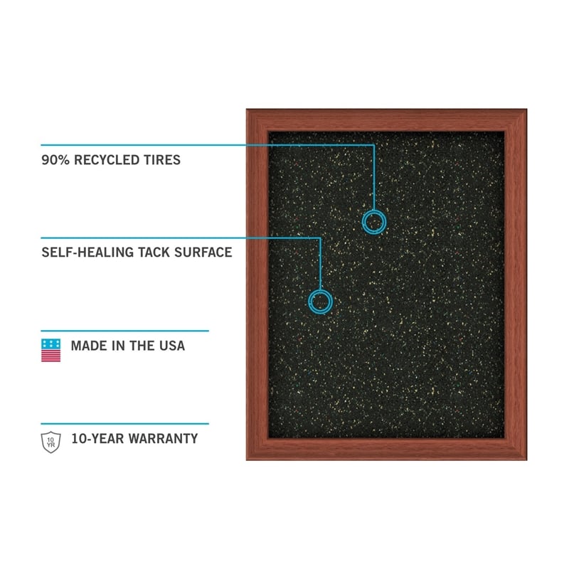 Ghent Rubber Bulletin Board with Aluminum Frame 2 x 3ft Black/Confetti Backing