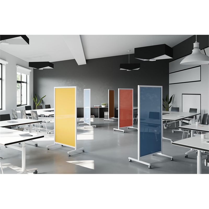 Ghent EZ Mobile Glassboard - Magnetic - 75in H x 38in W - Denim