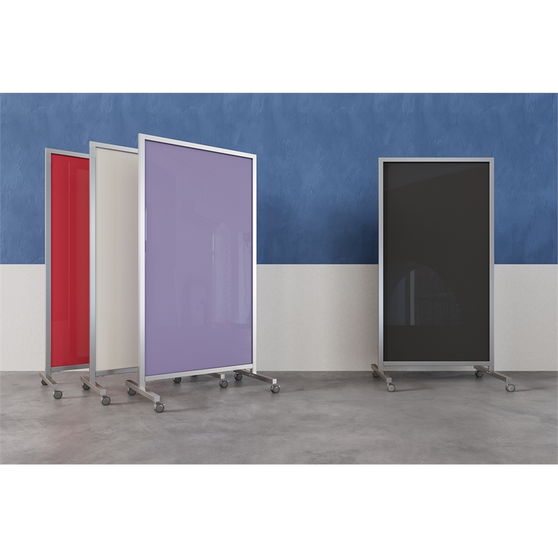 Ghent EZ Mobile Glassboard - Non-magnetic - 75in H x 38in W - Rose