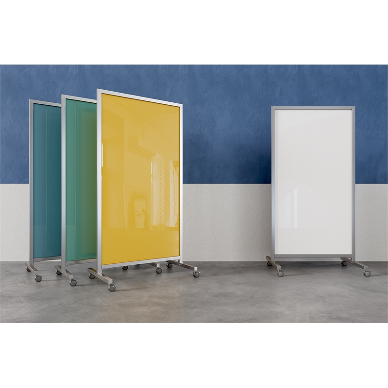 Ghent EZ Mobile Glassboard - Non-magnetic - 75in H x 38in W - Rose