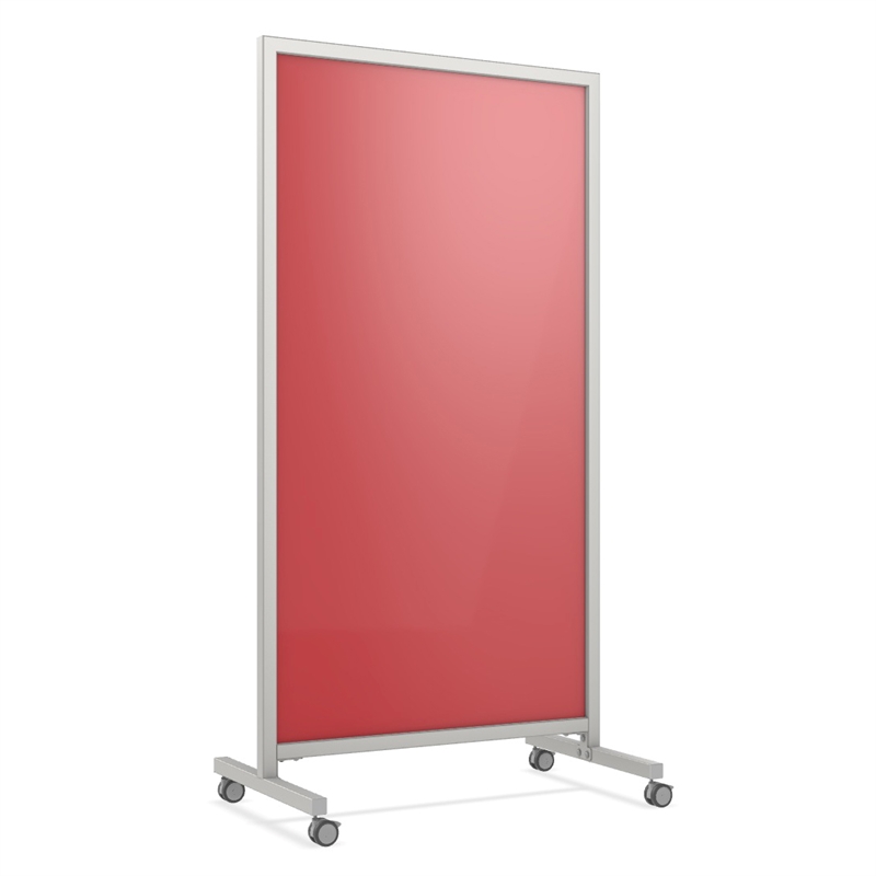 Ghent EZ Mobile Glassboard - Non-magnetic - 75in H x 38in W - Rose
