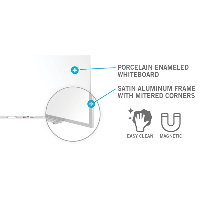 Ghent 2-Piece M1 Porcelain Mag Whiteboard - Aluminum Frame - 4ft H x 10ft (2 pc)
