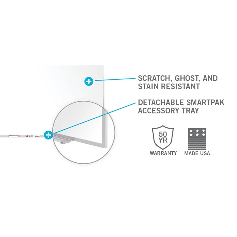 Ghent 2-Piece M1 Porcelain Mag Whiteboard - Aluminum Frame - 4ft H x 10ft (2 pc)