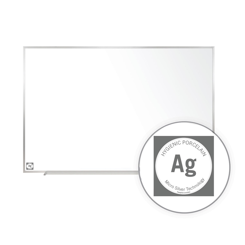 Ghent Mag Hygienic Porcelain Whiteboard w/Aluminum Frame - 4ft H x 7ft