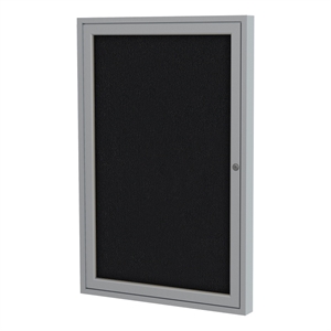Ghent 1 Door Enclosed Bulletin Board - Aluminum - 3'x 2' - Black