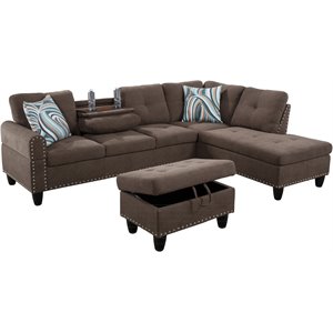 Lifestyle Furniture Catherine Right-Facing Sectional & Ottoman in Brown/Gray