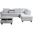 Lifestyle Furniture Catherine Right-Facing Sectional & Ottoman in Gray/White