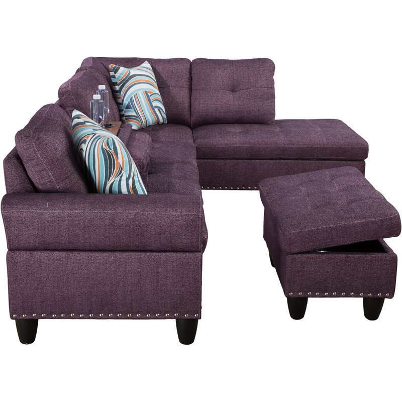 Lifestyle Furniture Catherine Right-Facing Sectional & Ottoman in Amaranth